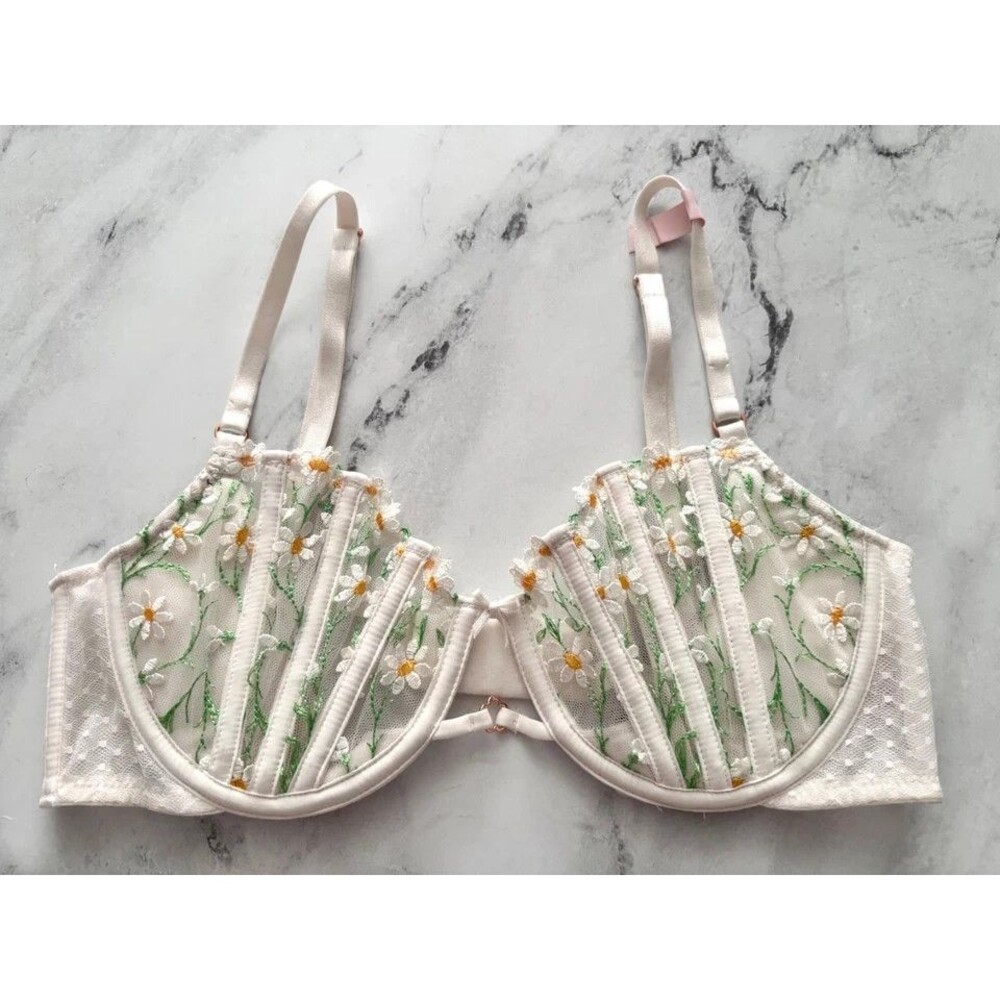 VICTORIA SECRET DREAM Angels PUSH UP without padding BRA embroidered 38DDD Daisy